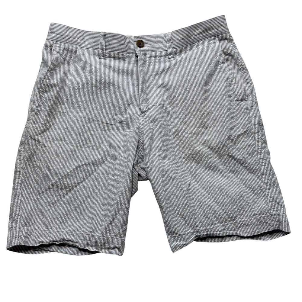 J.Crew Mens 30 Blue White Seersucker Shorts 9 Inch‎ Inseam Striped #943